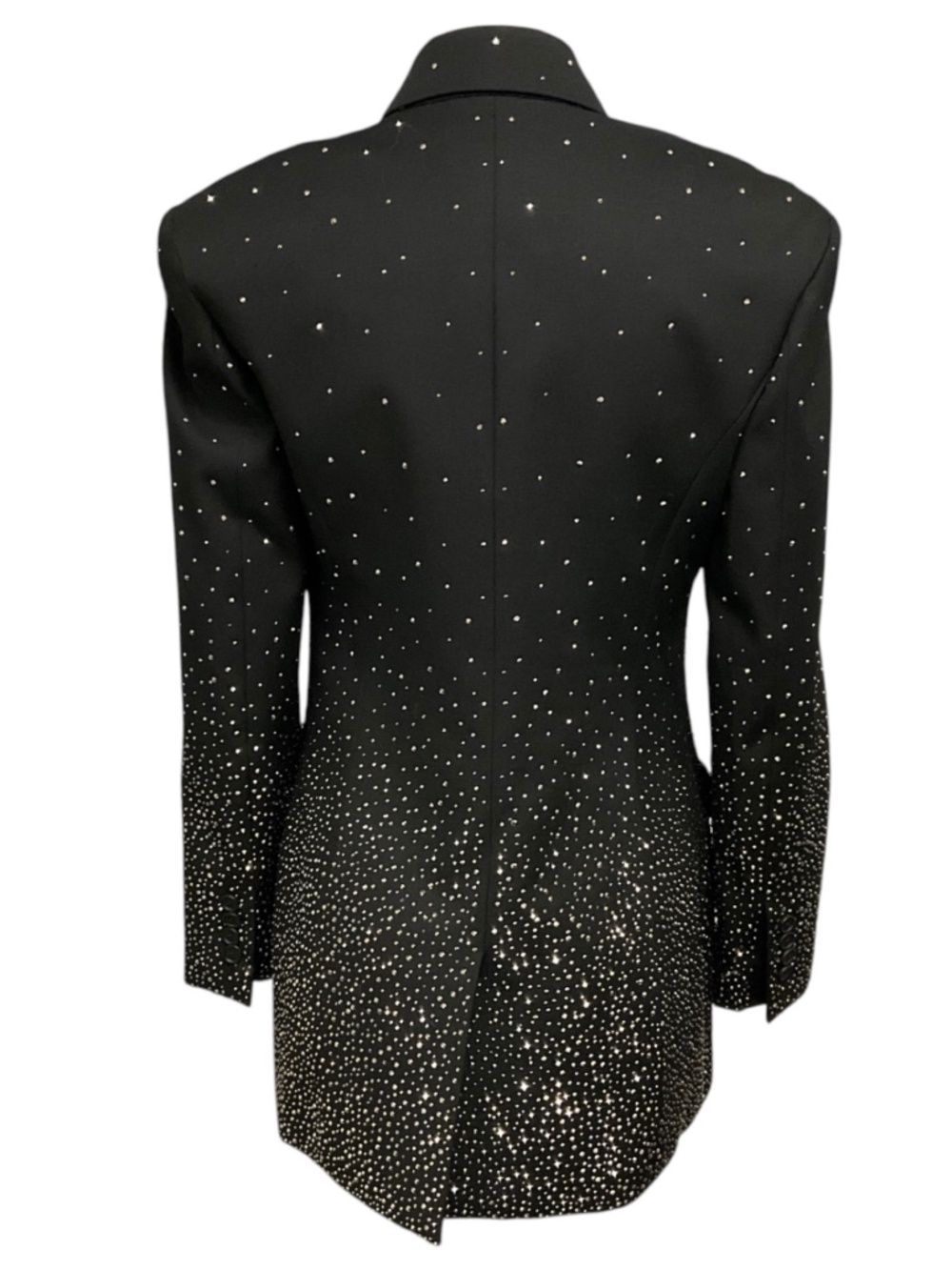 OFF-WHITE BLACK SINGLE BREASTED CRYSTAL EMBELLISHED WOOL BLAZER - Picture 3 of 5